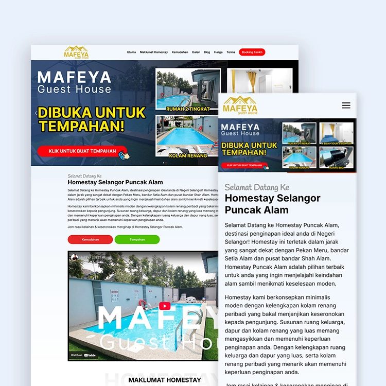 Homestay Selangor website design Jaring Digital