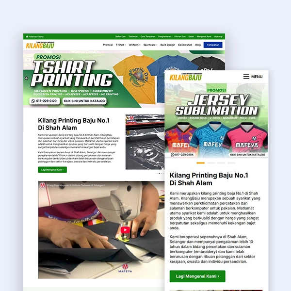 Kilang Baju website design Jaring Digital