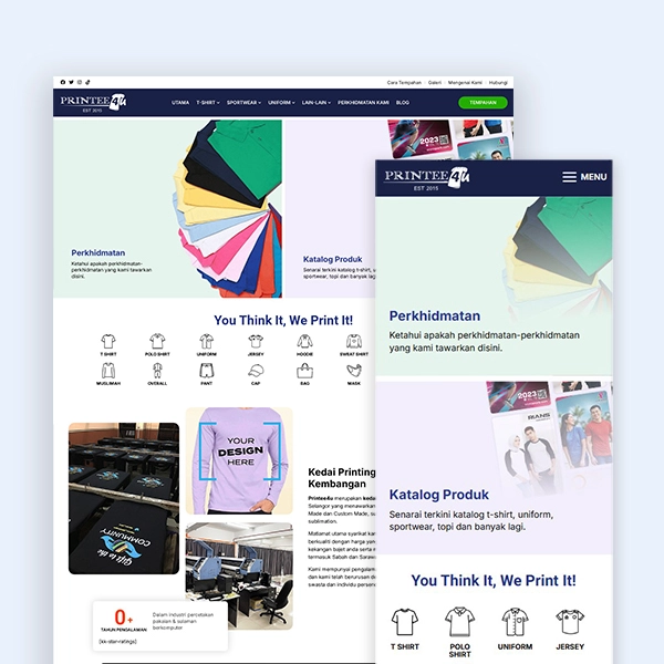 Printee4u website design Jaring Digital