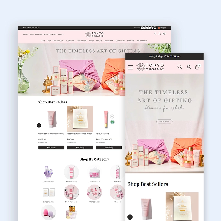 Tokyo Organic website design Jaring Digital